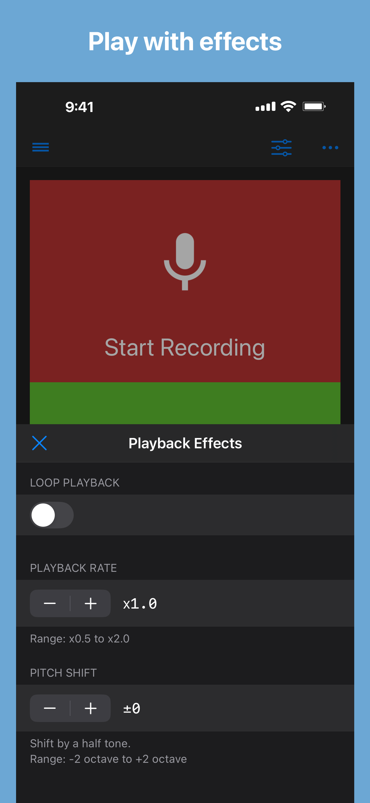 Playing audio with effects and controls
